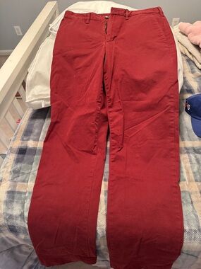 Lands' End Men's Burgundy Chino Pants 33 x 34